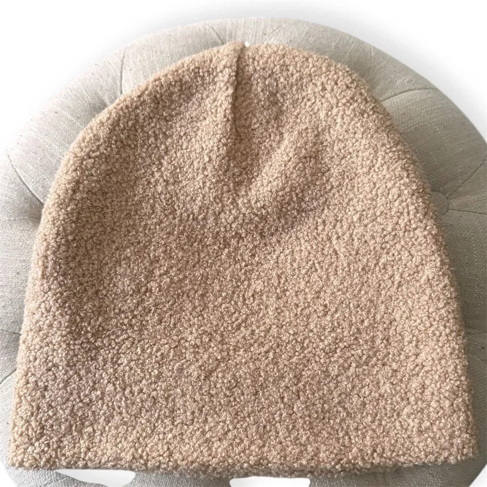 Donni.  Mini Sherpa Beige Beanie Hat Cap One Size